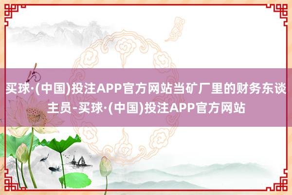 买球·(中国)投注APP官方网站当矿厂里的财务东谈主员-买球·(中国)投注APP官方网站
