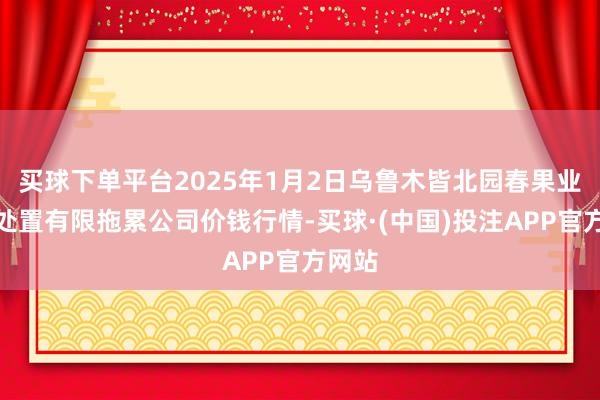 买球下单平台2025年1月2日乌鲁木皆北园春果业计算处置有限拖累公司价钱行情-买球·(中国)投注APP官方网站
