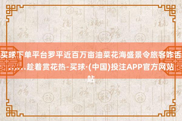买球下单平台罗平近百万亩油菜花海盛景令旅客咋舌……趁着赏花热-买球·(中国)投注APP官方网站