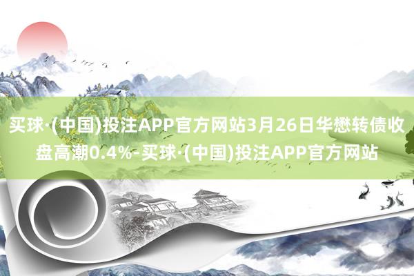 买球·(中国)投注APP官方网站3月26日华懋转债收盘高潮0.4%-买球·(中国)投注APP官方网站