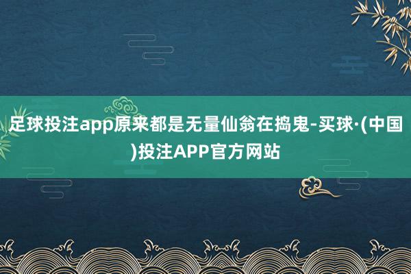 足球投注app原来都是无量仙翁在捣鬼-买球·(中国)投注APP官方网站