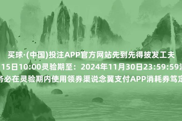 买球·(中国)投注APP官方网站先到先得披发工夫：2024年11月15日10:00灵验期至：2024年11月30日23:59:59消耗券逾期作废请务必在灵验期内使用领券渠说念翼支付APP消耗券笃定90