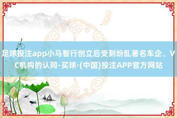 足球投注app小马智行创立后受到纷乱著名车企、VC机构的认同-买球·(中国)投注APP官方网站