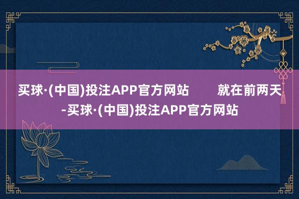 买球·(中国)投注APP官方网站        就在前两天-买球·(中国)投注APP官方网站