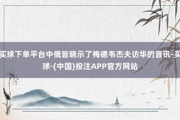 买球下单平台中俄皆晓示了梅德韦杰夫访华的音讯-买球·(中国)投注APP官方网站