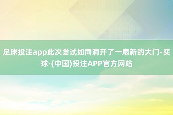 足球投注app此次尝试如同洞开了一扇新的大门-买球·(中国)投注APP官方网站