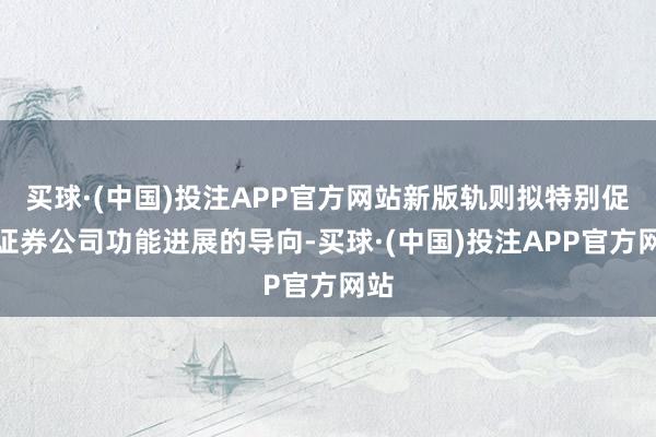 买球·(中国)投注APP官方网站新版轨则拟特别促进证券公司功能进展的导向-买球·(中国)投注APP官方网站