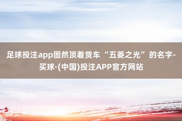 足球投注app固然顶着货车 “五菱之光” 的名字-买球·(中国)投注APP官方网站