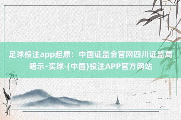 足球投注app　　起原：中国证监会官网　　四川证监局暗示-买球·(中国)投注APP官方网站