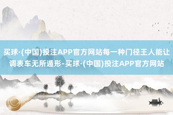 买球·(中国)投注APP官方网站每一种门径王人能让调表车无所遁形-买球·(中国)投注APP官方网站