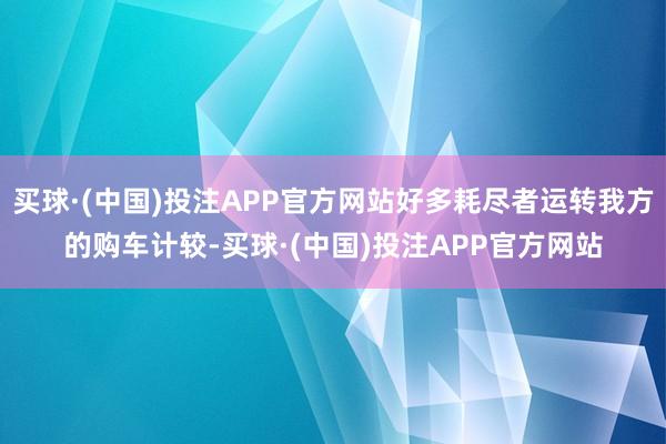 买球·(中国)投注APP官方网站好多耗尽者运转我方的购车计较-买球·(中国)投注APP官方网站