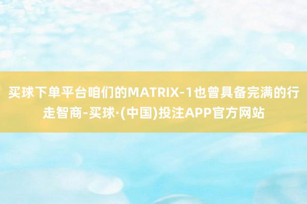 买球下单平台咱们的MATRIX-1也曾具备完满的行走智商-买球·(中国)投注APP官方网站