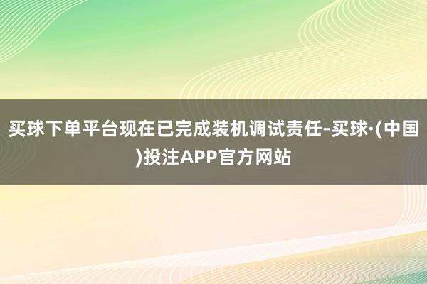 买球下单平台现在已完成装机调试责任-买球·(中国)投注APP官方网站