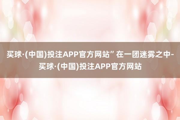 买球·(中国)投注APP官方网站”　　在一团迷雾之中-买球·(中国)投注APP官方网站