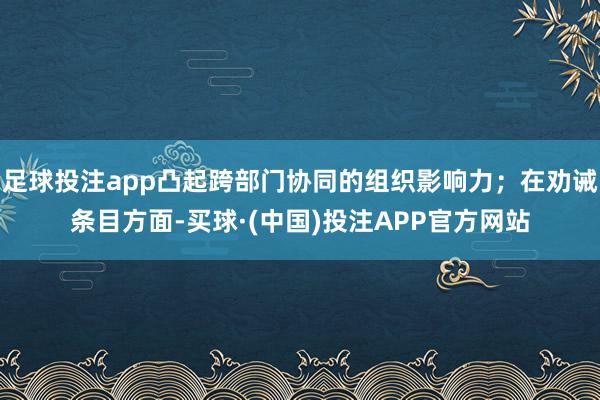 足球投注app凸起跨部门协同的组织影响力；在劝诫条目方面-买球·(中国)投注APP官方网站