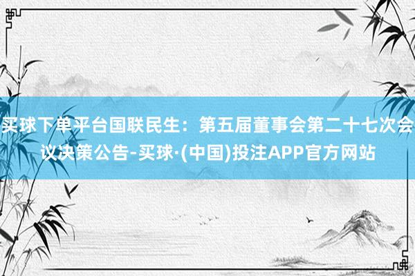 买球下单平台国联民生：第五届董事会第二十七次会议决策公告-买球·(中国)投注APP官方网站