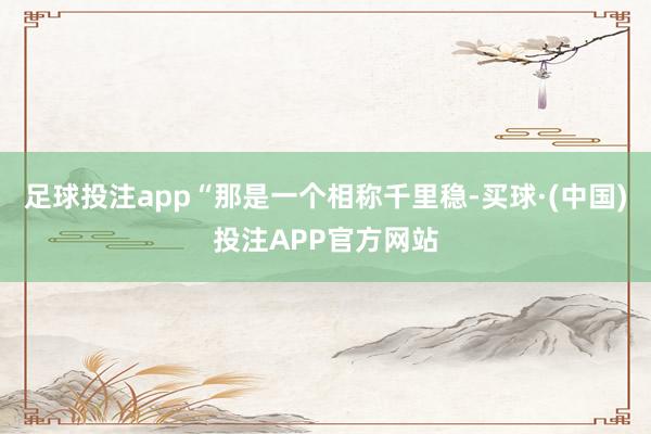 足球投注app“那是一个相称千里稳-买球·(中国)投注APP官方网站