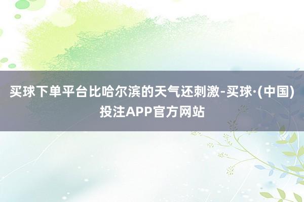 买球下单平台比哈尔滨的天气还刺激-买球·(中国)投注APP官方网站