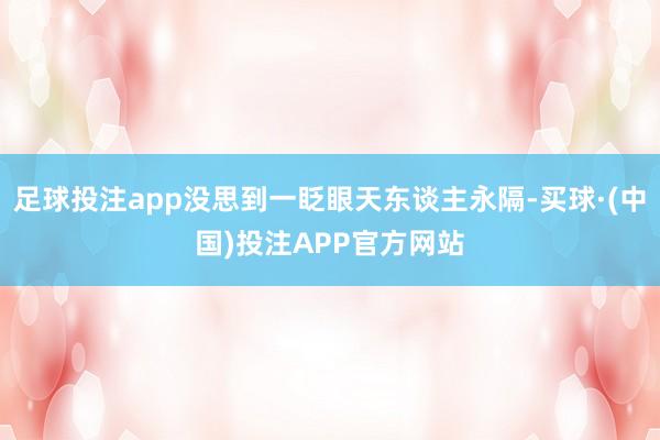 足球投注app没思到一眨眼天东谈主永隔-买球·(中国)投注APP官方网站