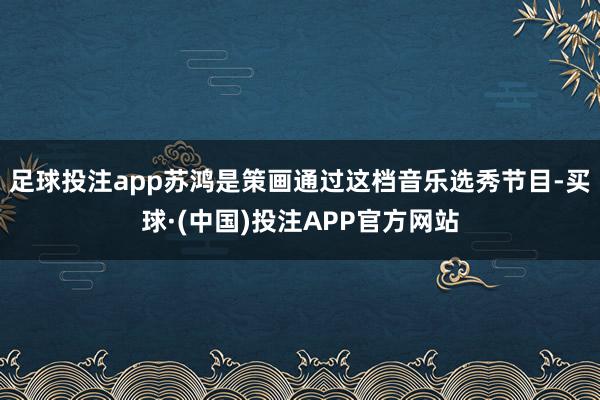 足球投注app苏鸿是策画通过这档音乐选秀节目-买球·(中国)投注APP官方网站 足球投注app苏鸿是策画通过这档音乐选秀节目-买球·(中国)投注APP官方网站