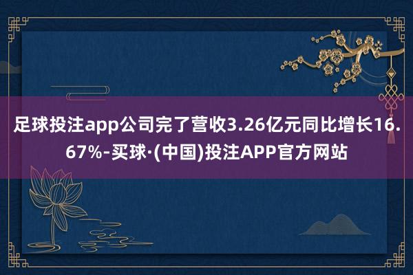 足球投注app公司完了营收3.26亿元同比增长16.67%-买球·(中国)投注APP官方网站