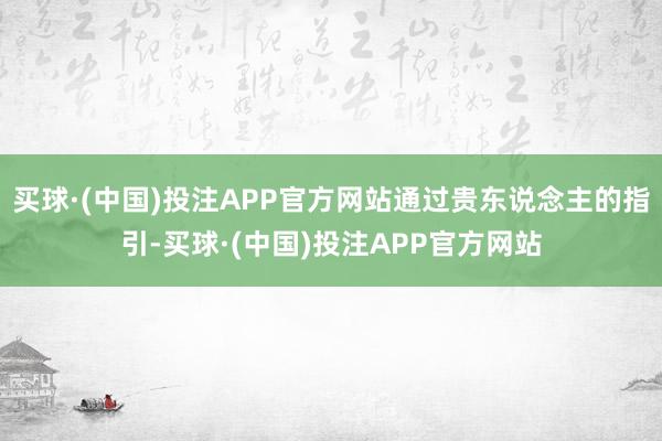 买球·(中国)投注APP官方网站通过贵东说念主的指引-买球·(中国)投注APP官方网站