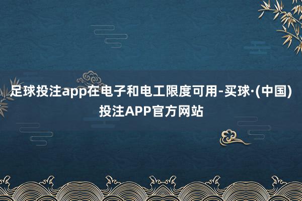 足球投注app在电子和电工限度可用-买球·(中国)投注APP官方网站