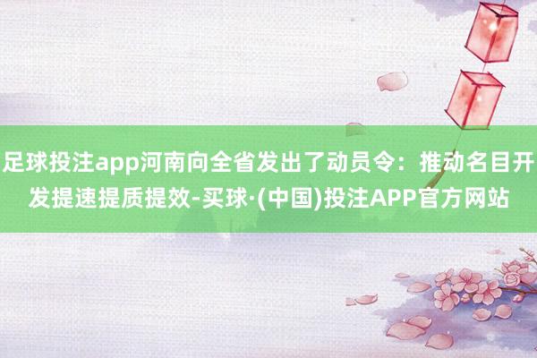 足球投注app河南向全省发出了动员令:推动名目开发提速提质提效-买球·(中国)投注APP官方网站