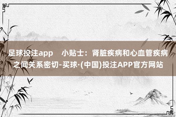 足球投注app    小贴士：肾脏疾病和心血管疾病之间关系密切-买球·(中国)投注APP官方网站