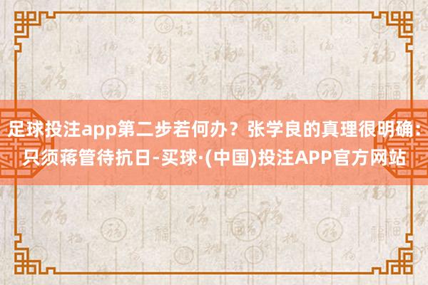 足球投注app第二步若何办？张学良的真理很明确：只须蒋管待抗日-买球·(中国)投注APP官方网站