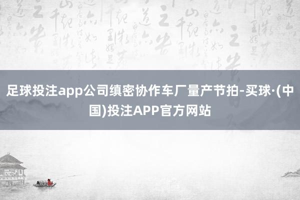 足球投注app公司缜密协作车厂量产节拍-买球·(中国)投注APP官方网站