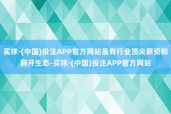 买球·(中国)投注APP官方网站虽有行业顶尖薪资和洞开生态-买球·(中国)投注APP官方网站