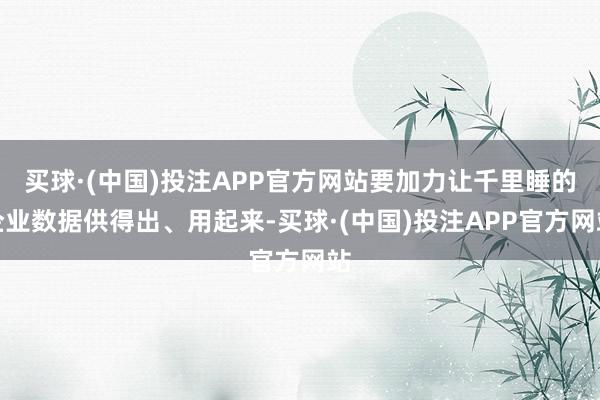 买球·(中国)投注APP官方网站要加力让千里睡的企业数据供得出、用起来-买球·(中国)投注APP官方网站