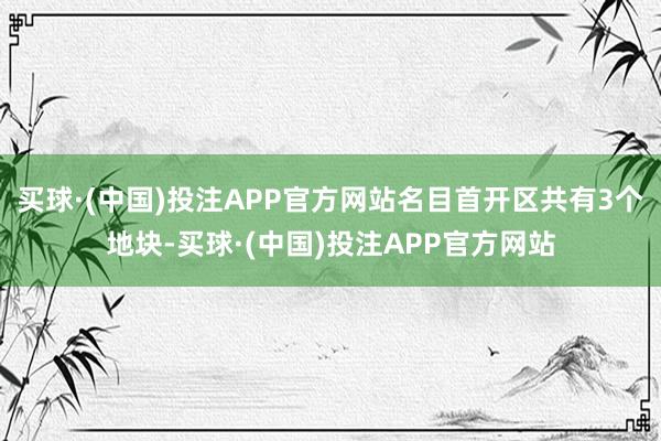 买球·(中国)投注APP官方网站名目首开区共有3个地块-买球·(中国)投注APP官方网站