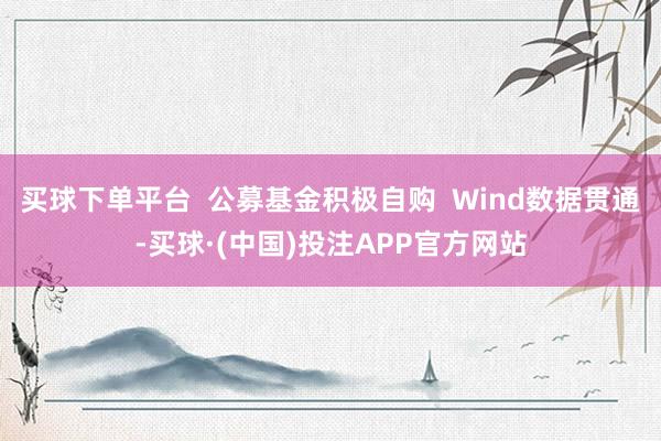 买球下单平台  公募基金积极自购  Wind数据贯通-买球·(中国)投注APP官方网站