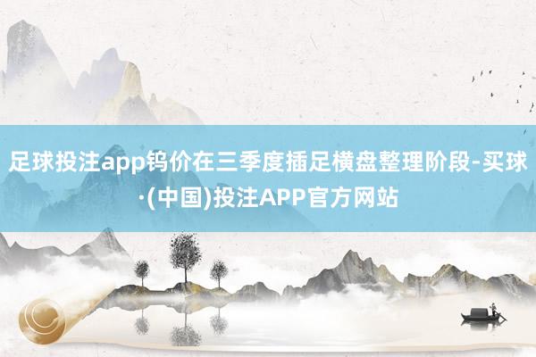 足球投注app钨价在三季度插足横盘整理阶段-买球·(中国)投注APP官方网站